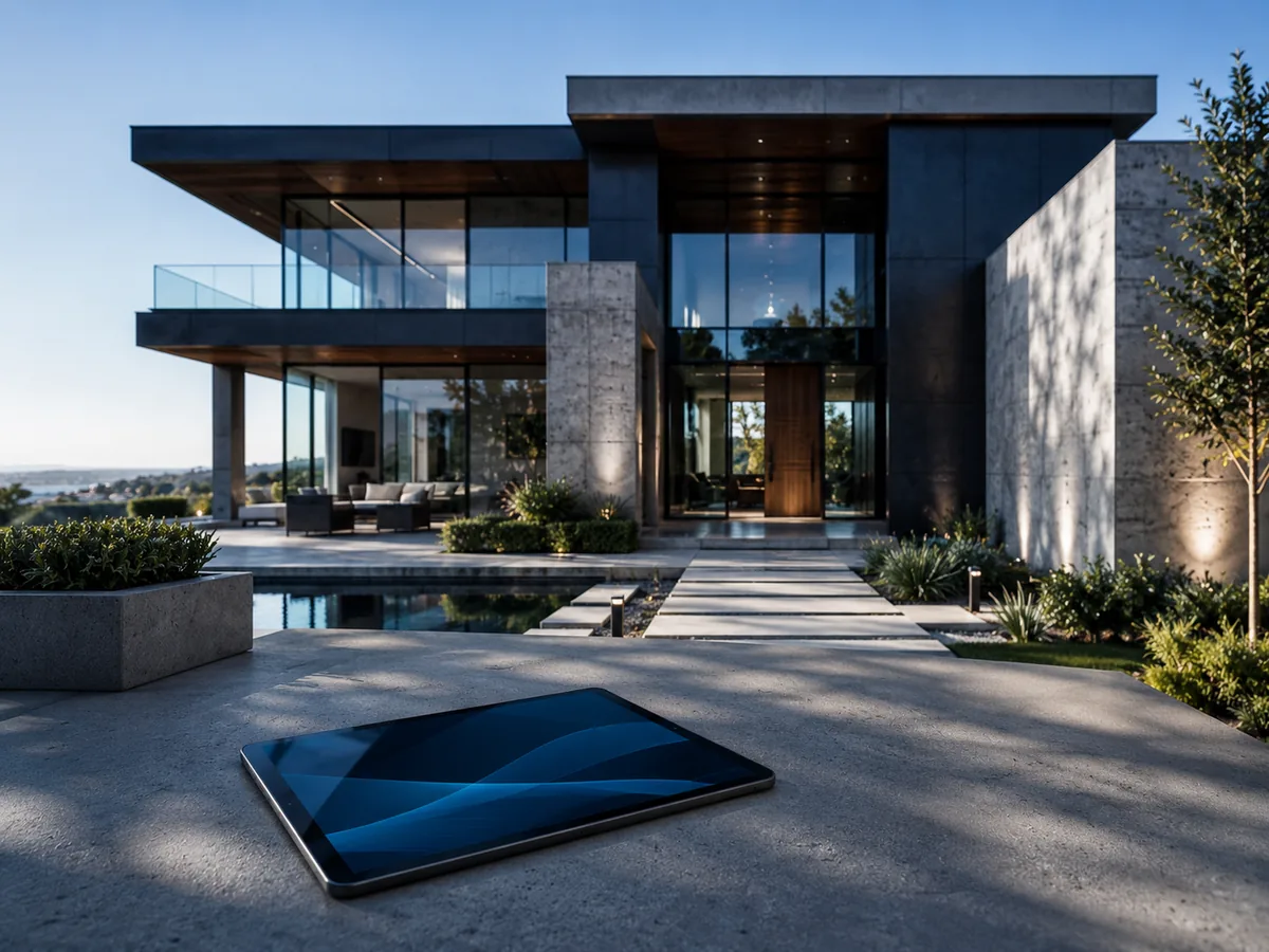 Professionals in a real estate setting working with well-managed business technology